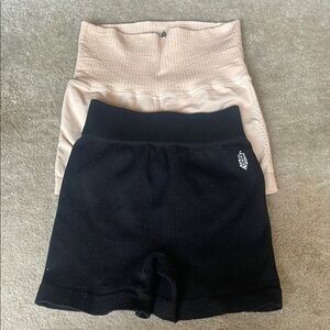 Black and Tan High-Waisted Bike Shorts